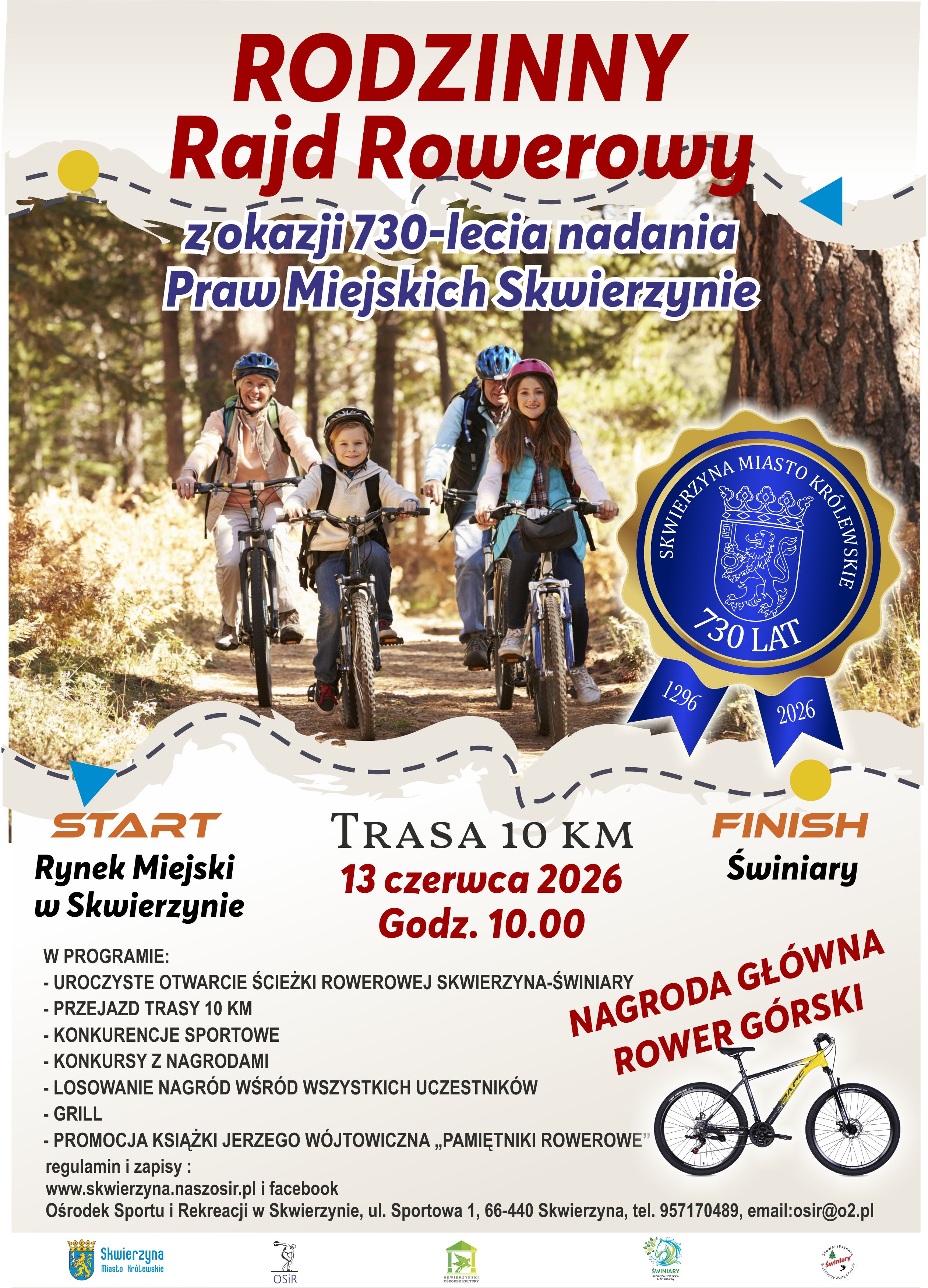 Rodzinny Rajd Rowerowy z okazji 730 - lecia nadania Praw Miejskich Skwierzynie