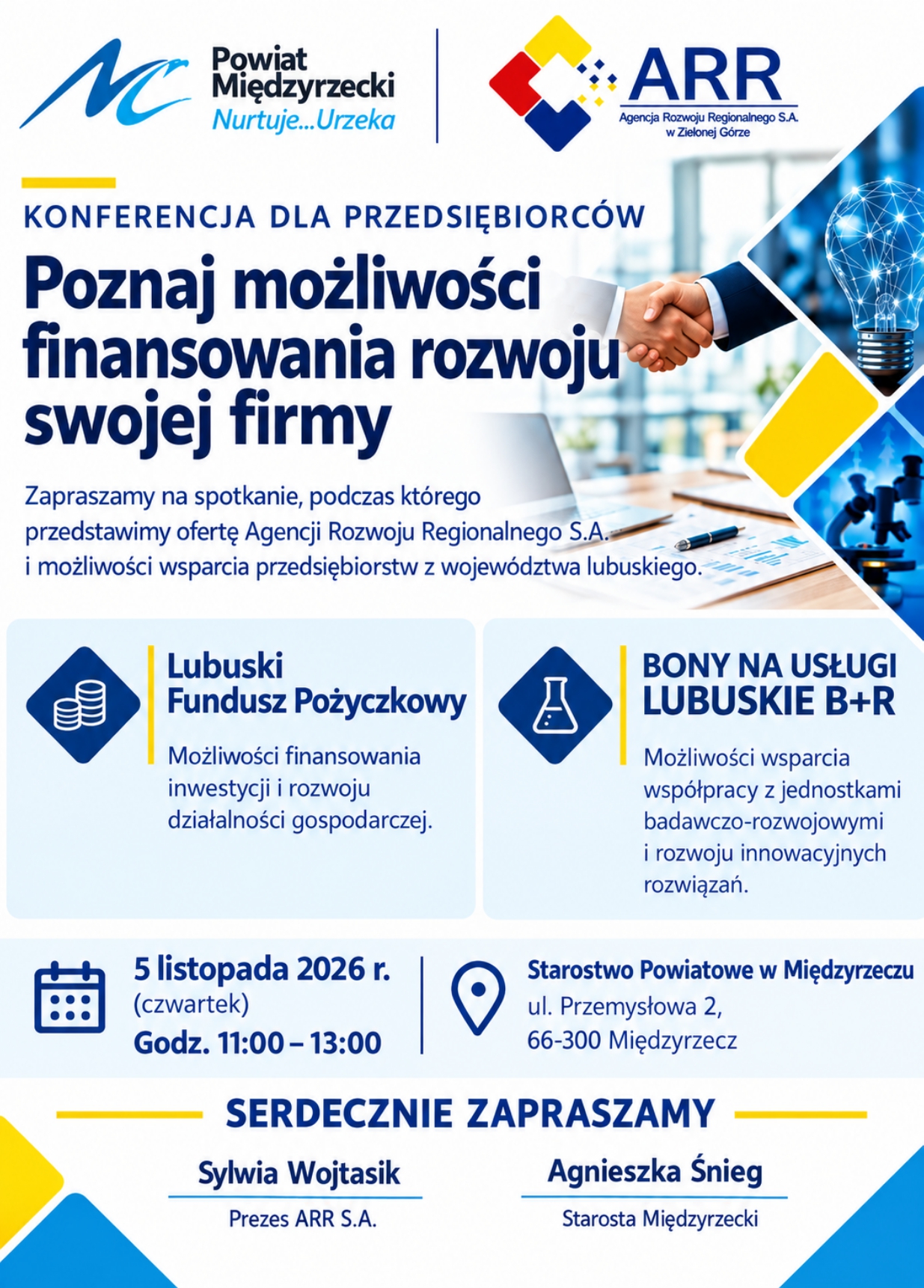 KONFERENCJA DLA PRZEDSIĘBIORCÓW  POZNAJ MOŻLIWOŚCI FINANSOWANIA ROZWOJU SWOJEJ FIRMY